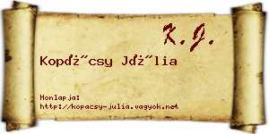 Kopácsy Júlia névjegykártya